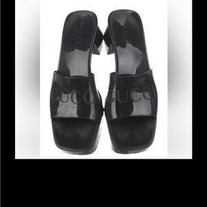 Gucci Black Patent Slide Heels
